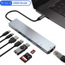 USB розгалужувач для MacBook Type-C на 8-Port USB TypeC 3.0 Mini Hub SD, TF, RJ 45