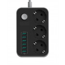 Сетевой удлинительSE3631 3 розетки 6 USB 1.6 м