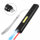 Фонарь брелок UV+COB (ультрафиолет), лазер, встроенный аккумулятор, usb