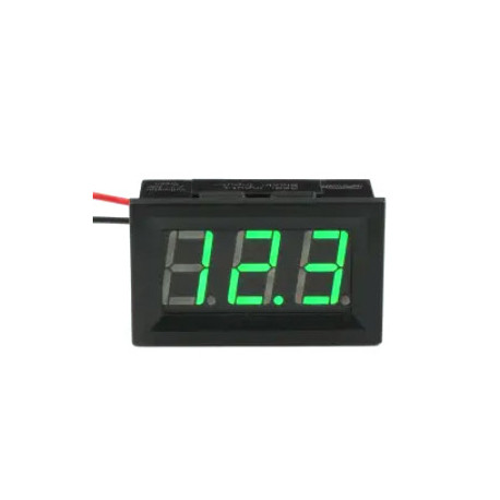 Вольтметр 27014G цифровой 4,5-30V встраиваемый (два провода) Зеленый