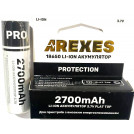 Акумулятор Arexes Li-ion 18650 3.7v 2700mah з захистом високострумовий (без пiптика)