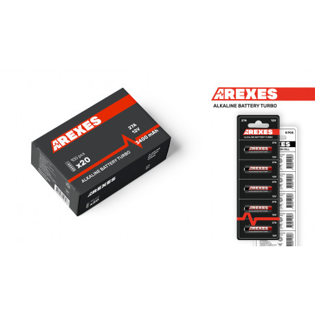 Батарейка 12V 27A Arexes alkaline (в упаковке 20 блистеров, 100 батареек)