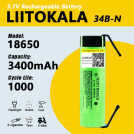 Акумулятор LiitoKala 34B 18650 3400mah з контактами для паяння оригінал