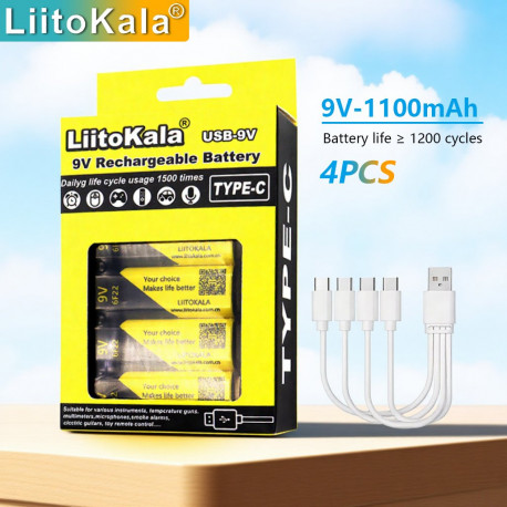 Аккумулятор LiitoKala USB-9V*4+4-In-1 Type-C Line оригинал