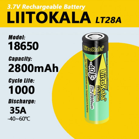 Акумулятор LiitoKala LT28A 18650 2800mah (без пiптика) оригінал